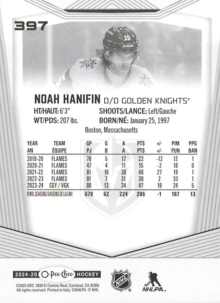 2024-25 UD O-Pee-Chee - Noah Hanifin #397