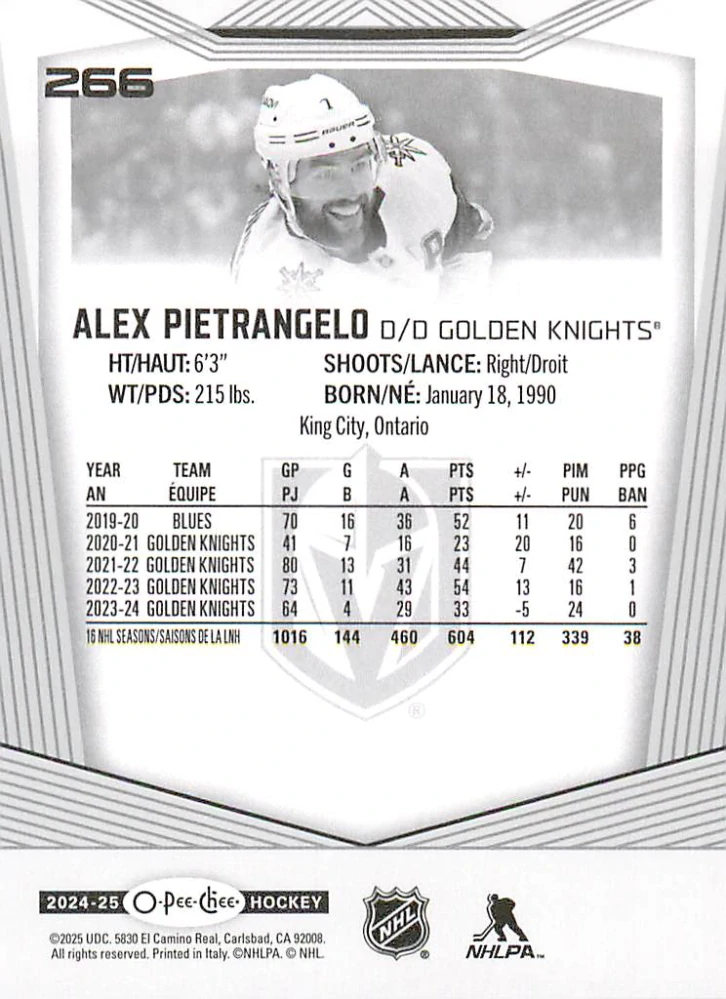 2024-25 UD O-Pee-Chee - Alex Pietrangelo #266