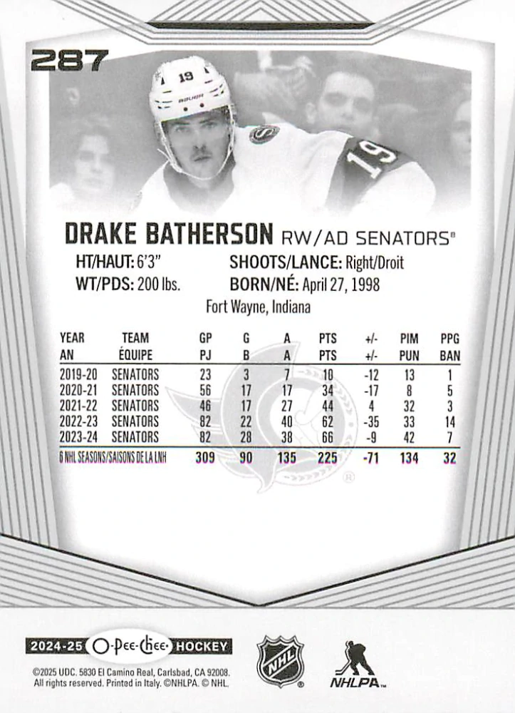 2024-25 UD O-Pee-Chee - Drake Batherson #287