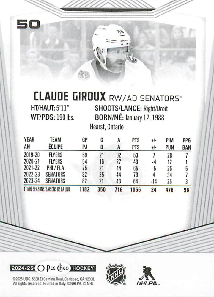 2024-25 UD O-Pee-Chee - Claude Giroux #50