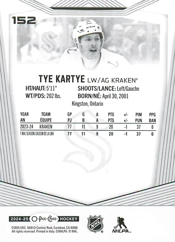2024-25 UD O-Pee-Chee - Tye Kartye #152