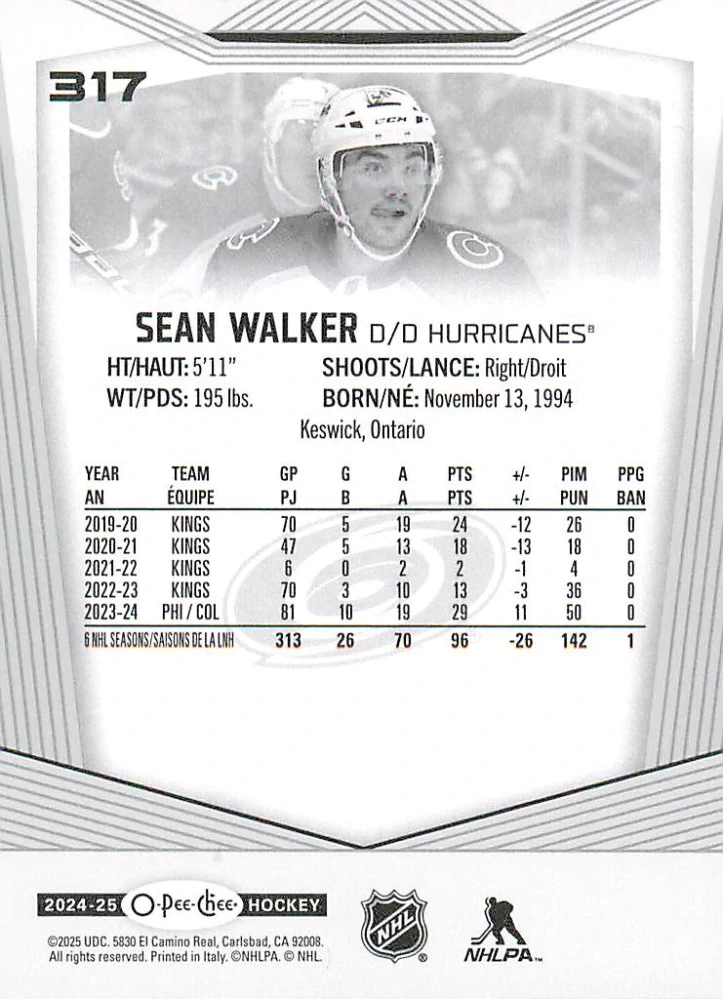 2024-25 UD O-Pee-Chee - Sean Walker #317