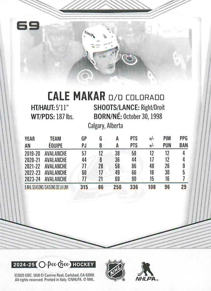 2024-25 UD O-Pee-Chee - Cale Makar #69