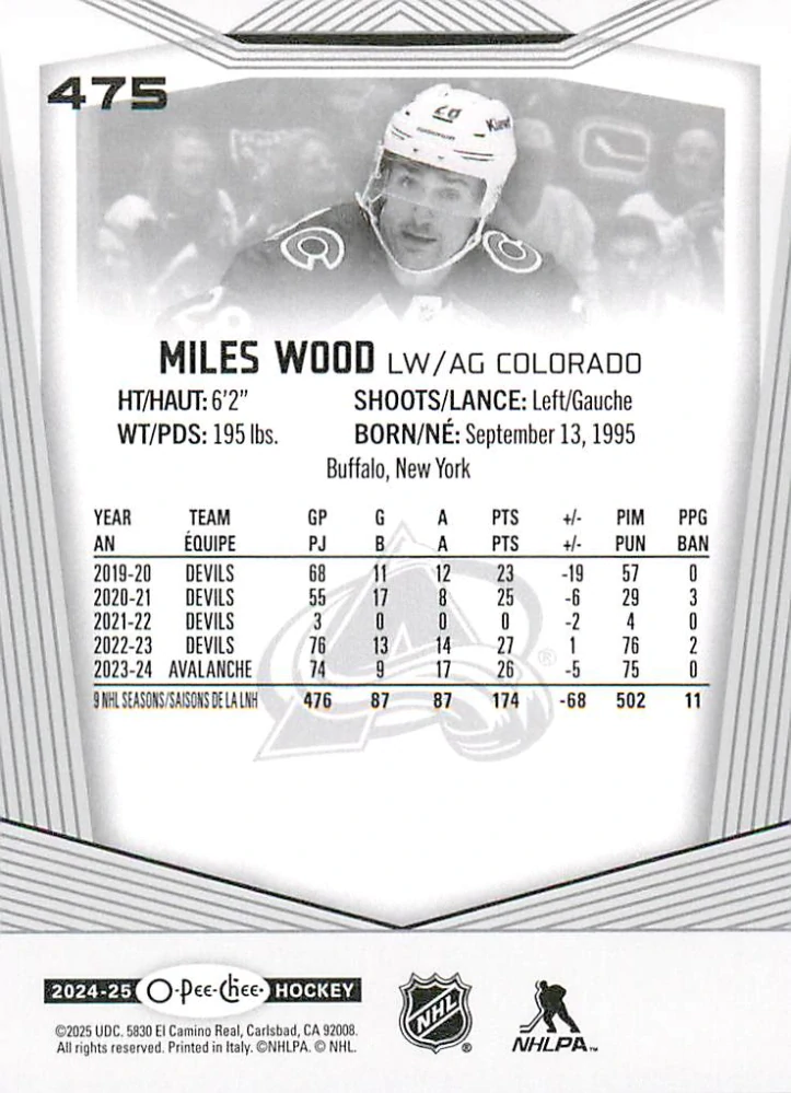 2024-25 UD O-Pee-Chee - Miles Wood #475