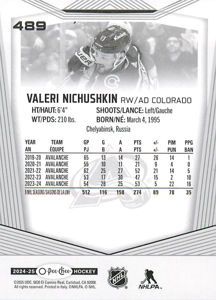 2024-25 UD O-Pee-Chee - Valeri Nichushkin #489