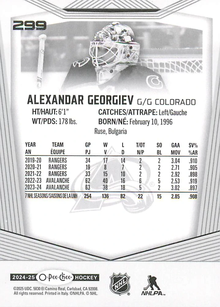 2024-25 UD O-Pee-Chee - Alexandar Georgiev #299