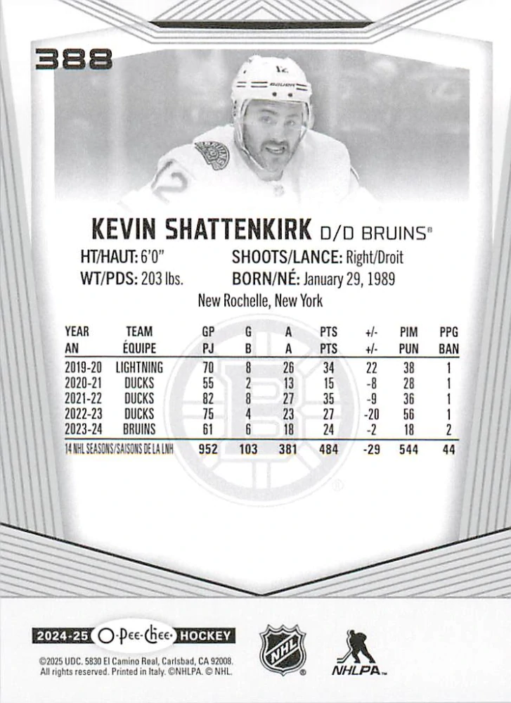 2024-25 UD O-Pee-Chee - Kevin Shattenkirk #388
