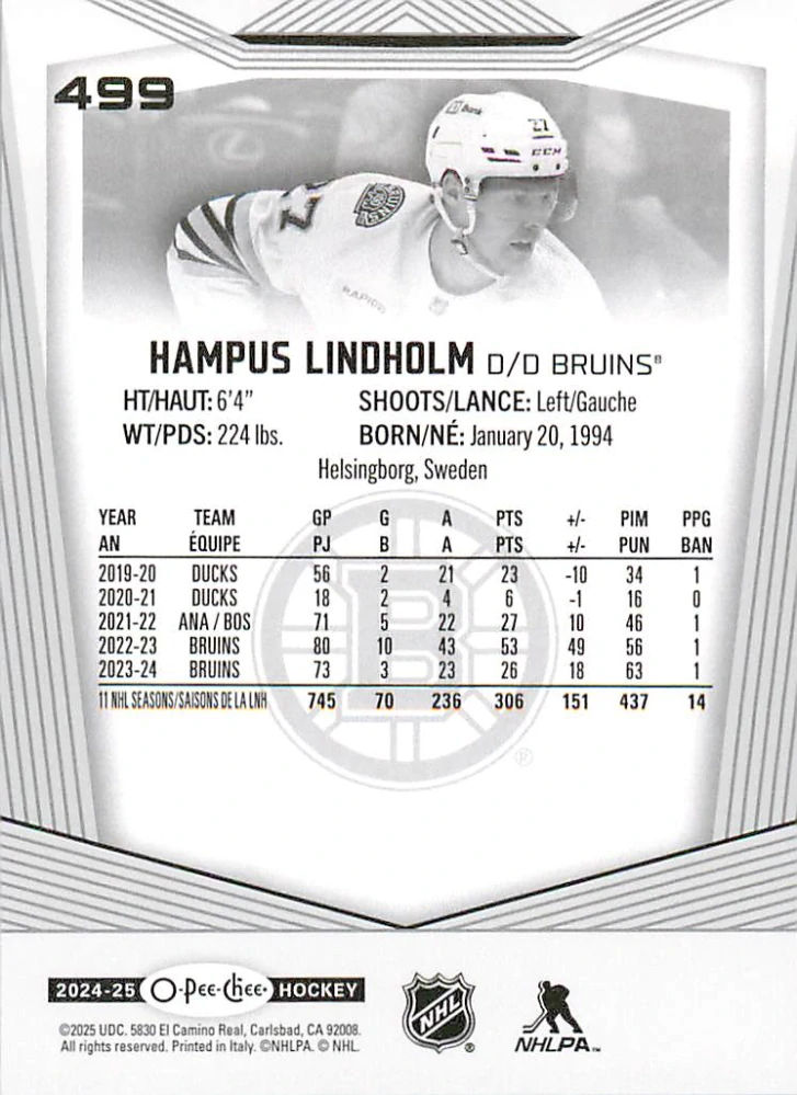 2024-25 UD O-Pee-Chee - Hampus Lindholm #499