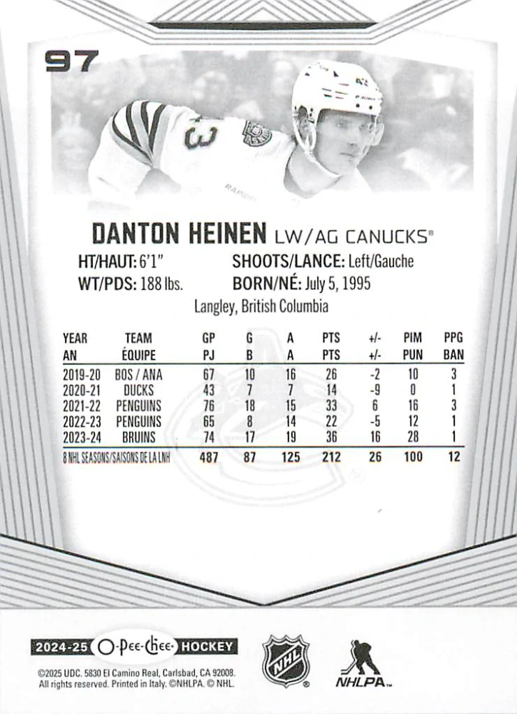 2024-25 UD O-Pee-Chee - Danton Heinen #97