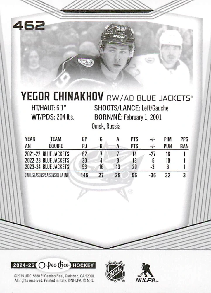 2024-25 UD O-Pee-Chee - Yegor Chinakhov #462