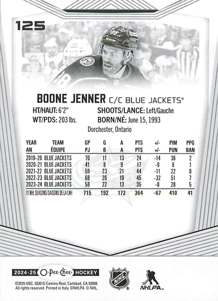 2024-25 UD O-Pee-Chee - Boone Jenner #125