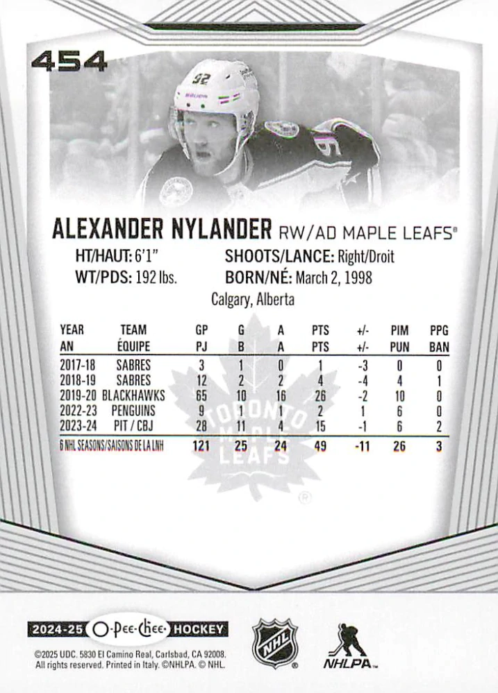 2024-25 UD O-Pee-Chee - Alexander Nylander #454