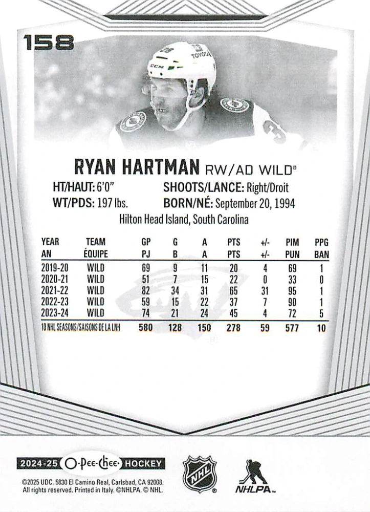 2024-25 UD O-Pee-Chee - Ryan Hartman #158