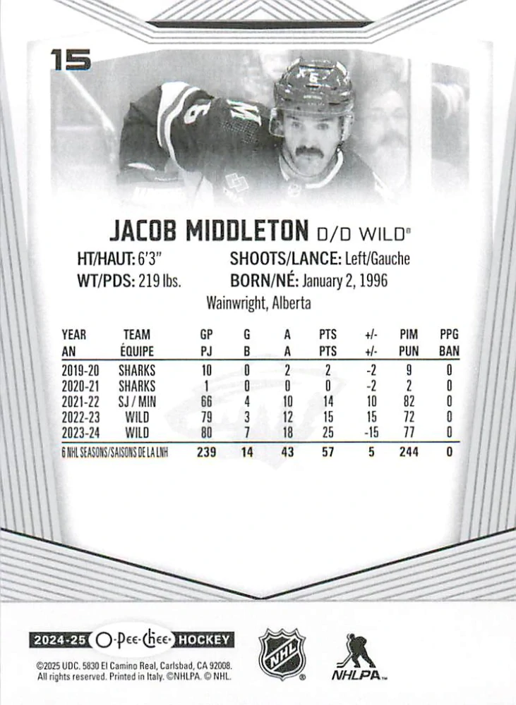 2024-25 UD O-Pee-Chee - Jacob Middleton #15