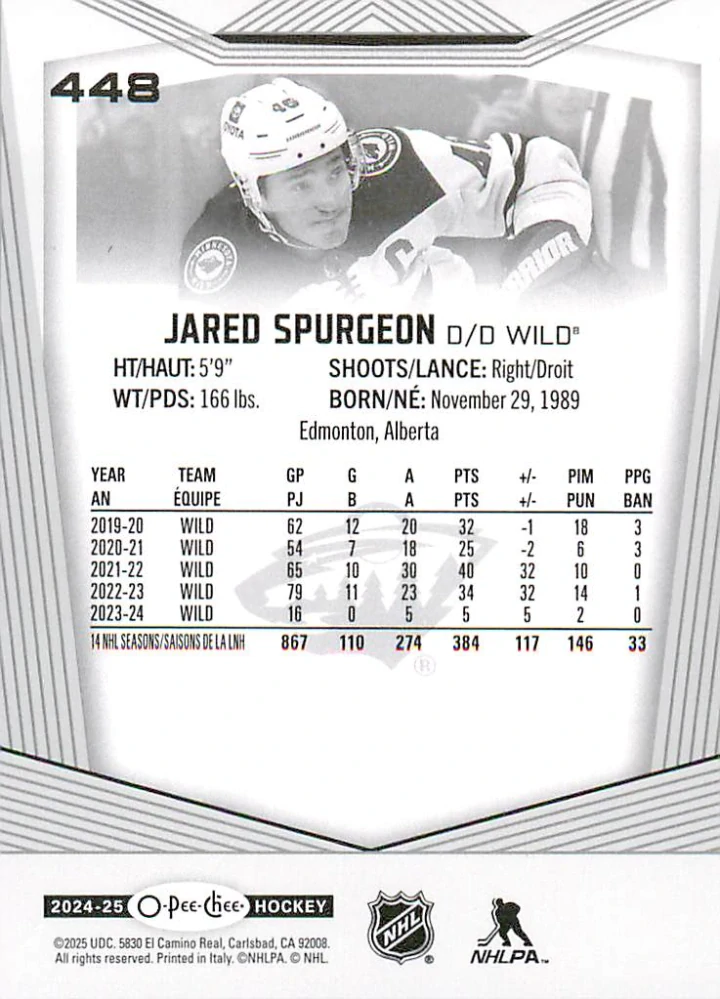 2024-25 UD O-Pee-Chee - Jared Spurgeon #448