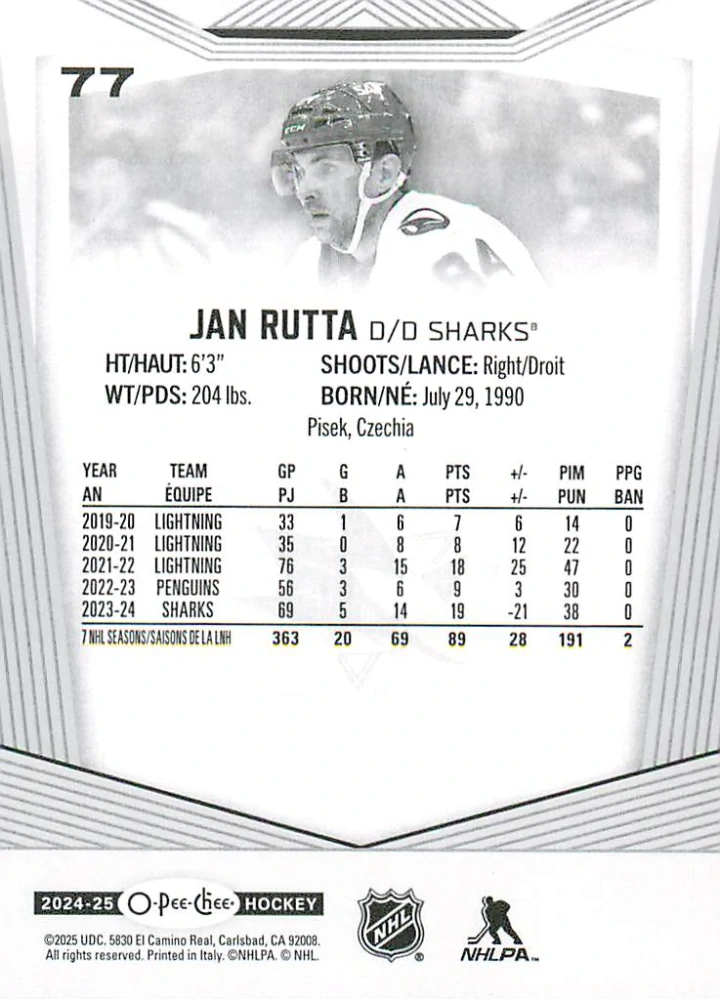 2024-25 UD O-Pee-Chee - Jan Rutta #77