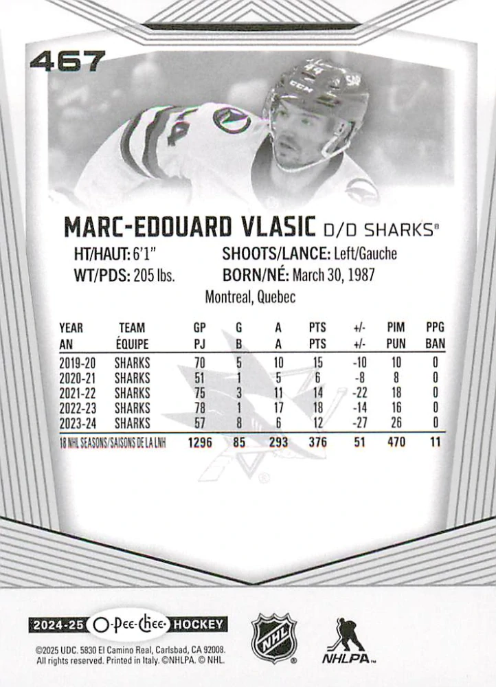2024-25 UD O-Pee-Chee - Marc-Edouard Vlasic #467