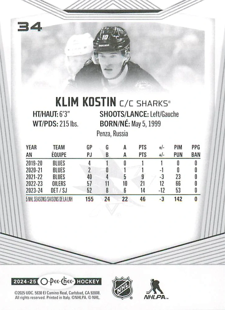 2024-25 UD O-Pee-Chee - Klim Kostin #34