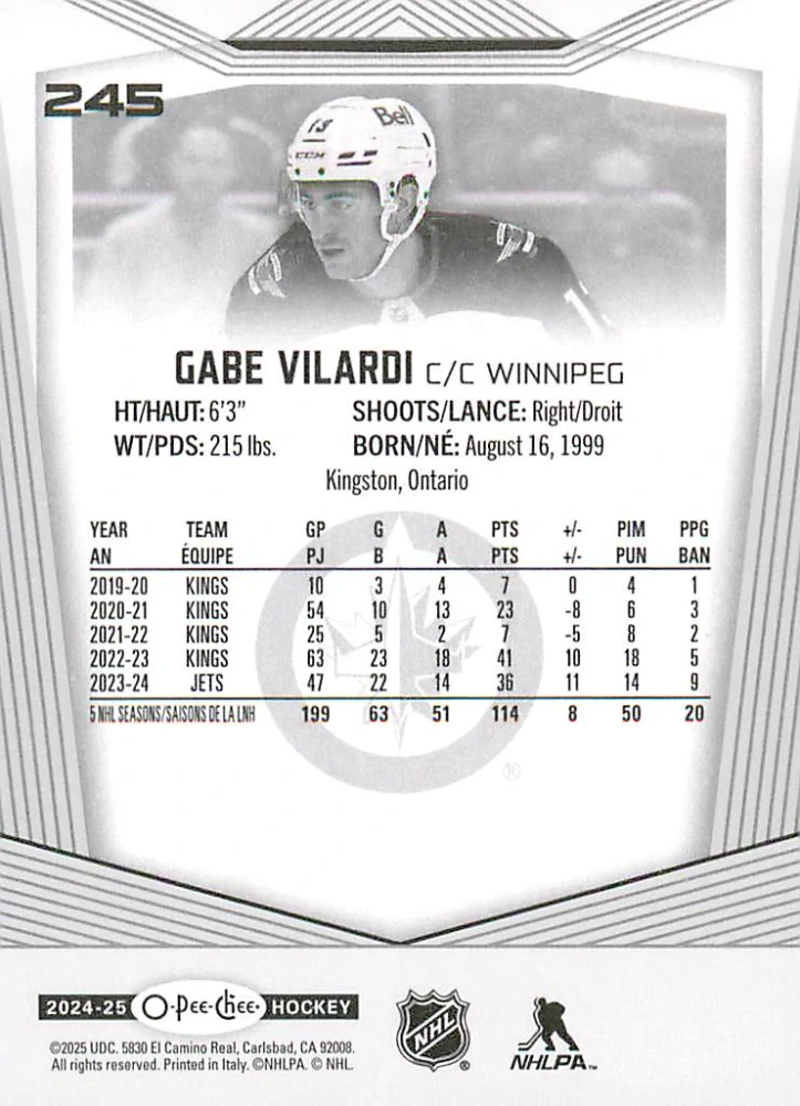 2024-25 UD O-Pee-Chee - Gabe Vilardi #245