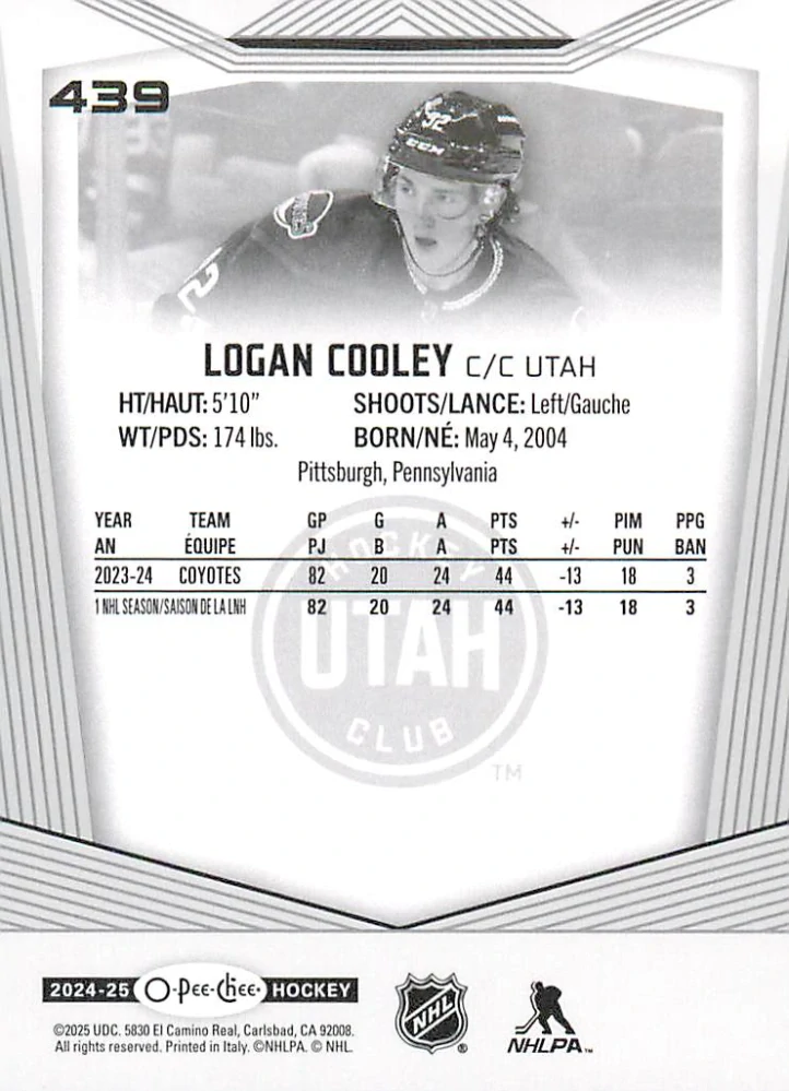 2024-25 UD O-Pee-Chee - Logan Cooley #439