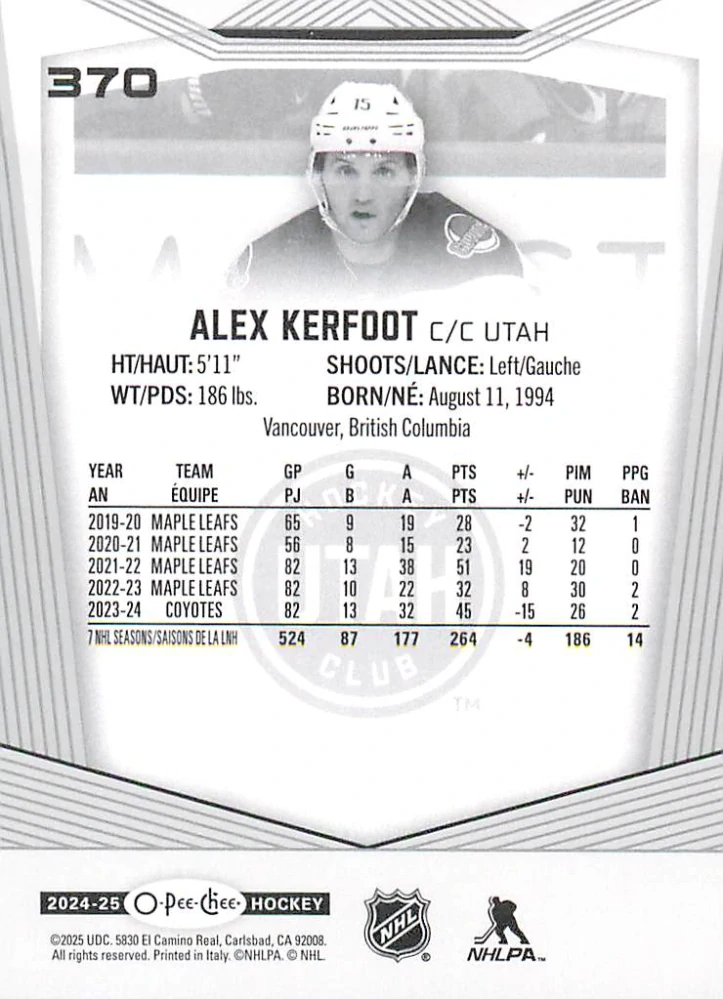 2024-25 UD O-Pee-Chee - Alex Kerfoot #370