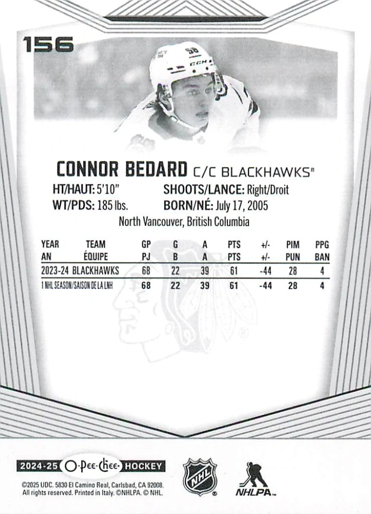 2024-25 UD O-Pee-Chee - Connor Bedard #156