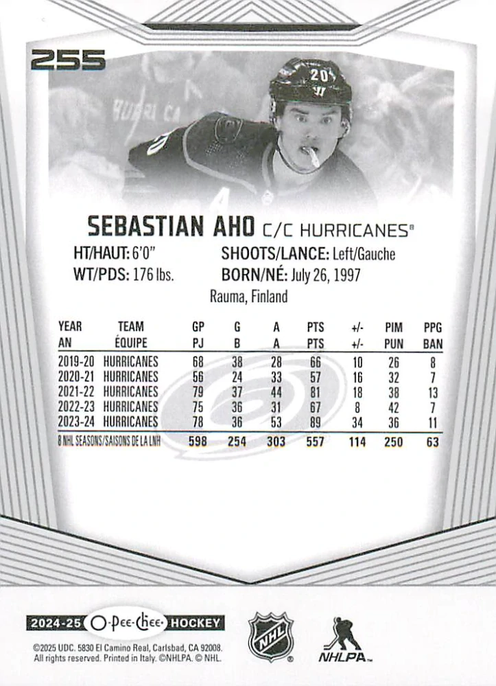 2024-25 UD O-Pee-Chee - Sebastian Aho #255