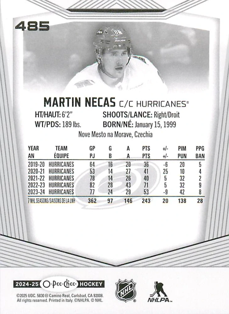 2024-25 UD O-Pee-Chee - Martin Nečas #485