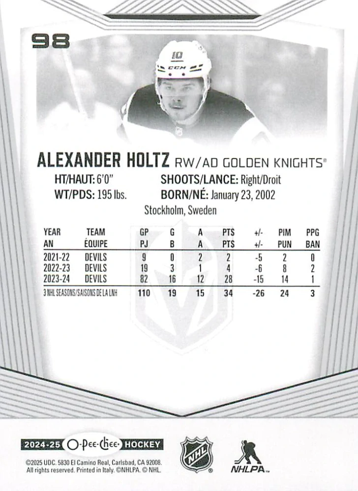2024-25 UD O-Pee-Chee - Alexander Holtz #98
