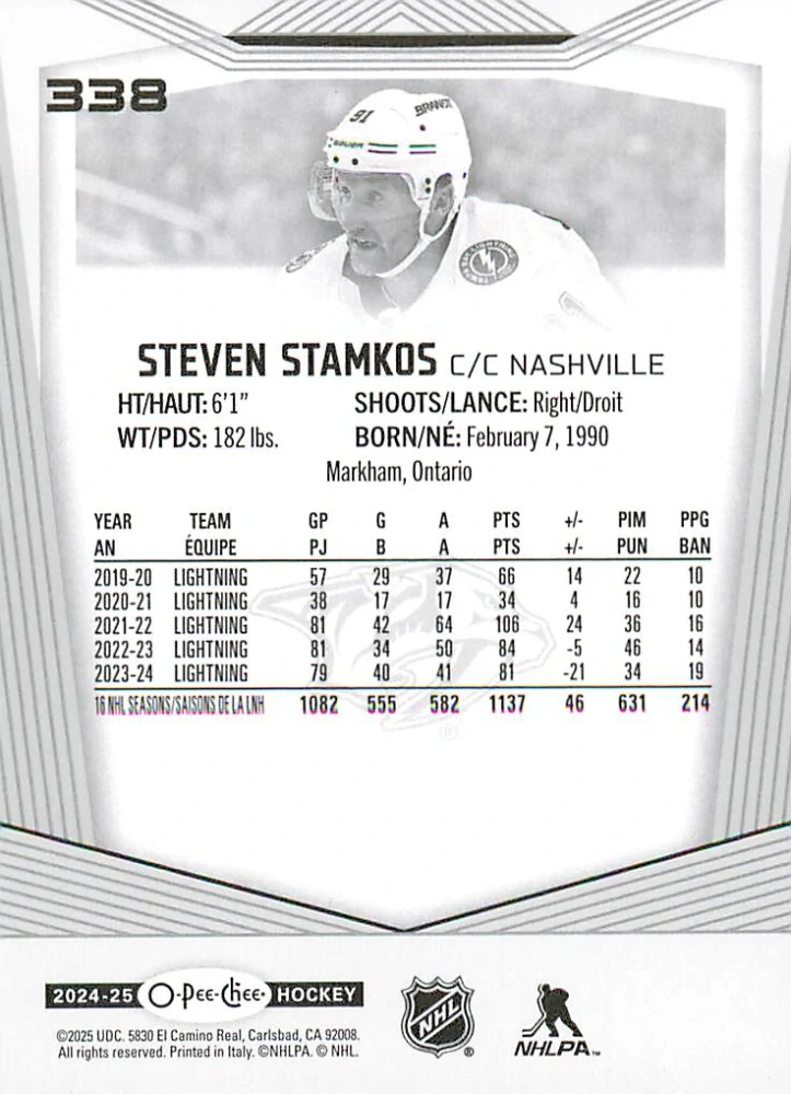 2024-25 UD O-Pee-Chee - Steven Stamkos #338