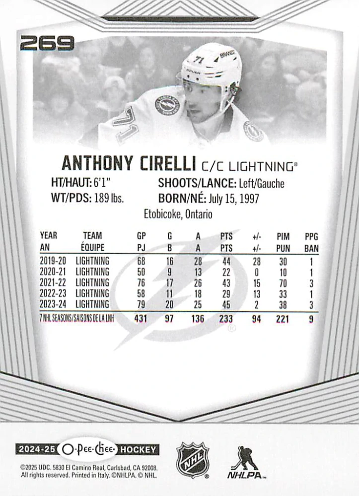 2024-25 UD O-Pee-Chee - Anthony Cirelli #269