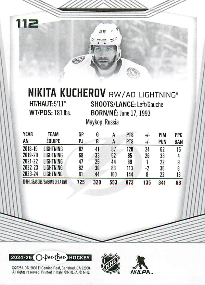 2024-25 UD O-Pee-Chee - Nikita Kucherov #112