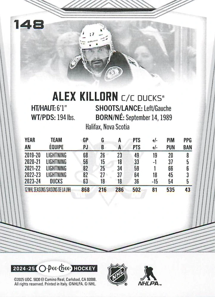 2024-25 UD O-Pee-Chee - Alex Killorn #148