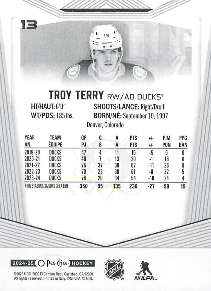 2024-25 UD O-Pee-Chee - Troy Terry #13