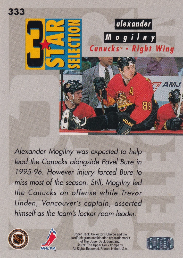 1996-97 UD Collectors Choice - Trevor Linden, Alexander Mogilny, Pavel Bure - 3 Star Selection #333