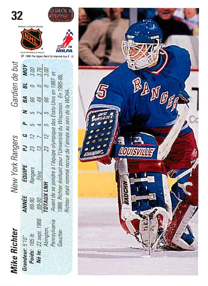 1990-91 UD Series - Mike Richter (French) #32