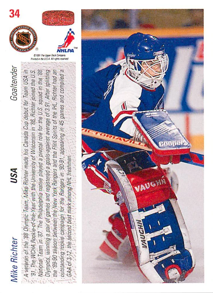 1991-92 UD Series - Mike Richter - Canada Cup #34