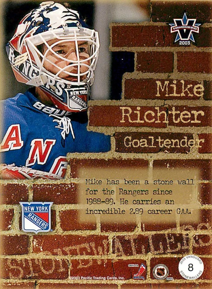 2002-03 Pacific Vanguard - Mike Richter - Stonewallers #8