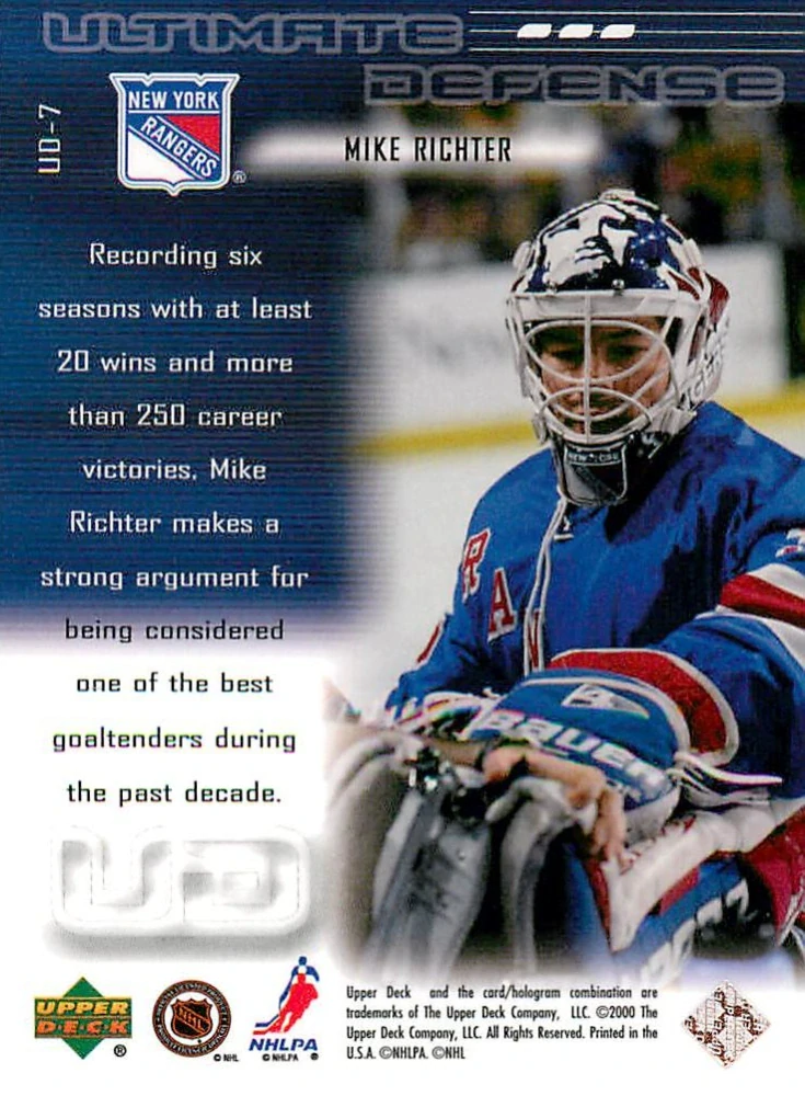 1999-00 UD Series 2 - Mike Richter - Ultimate Defense #UD-7