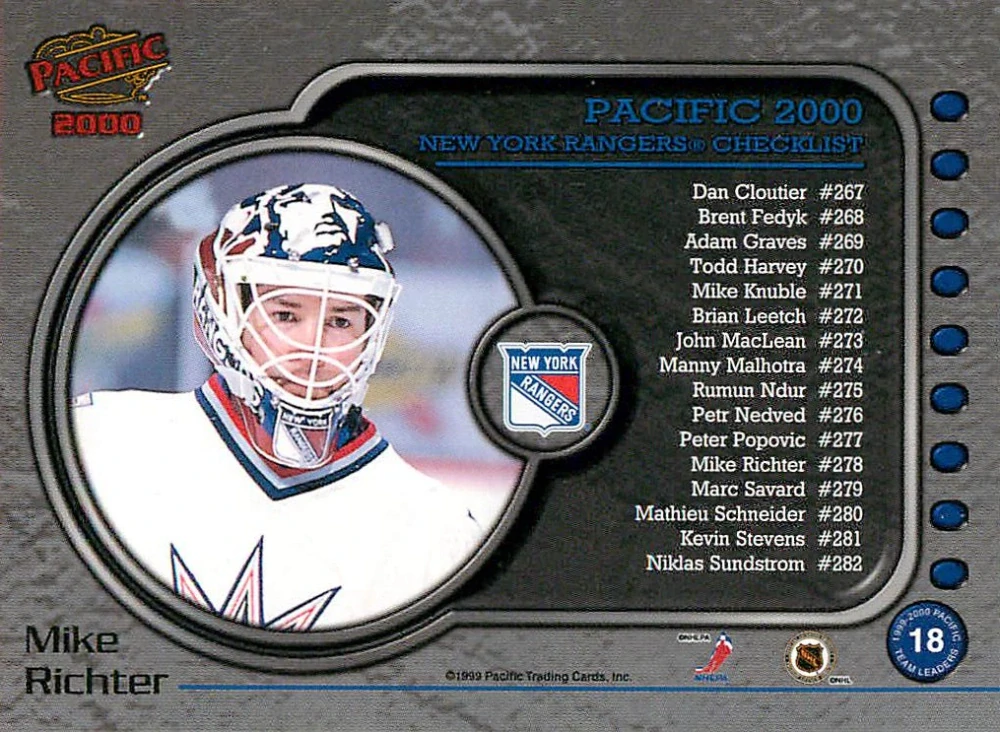 1999-00 Pacific - Mike Richter - Team Leaders #18