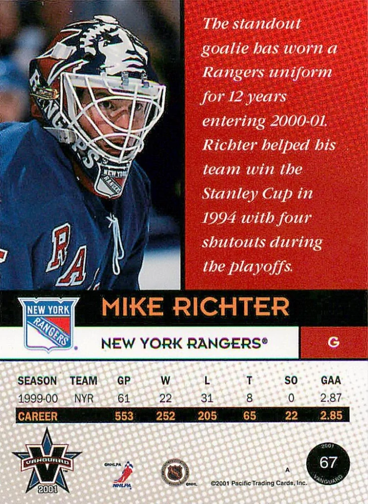 2000-01 Pacific Vanguard - Mike Richter #67