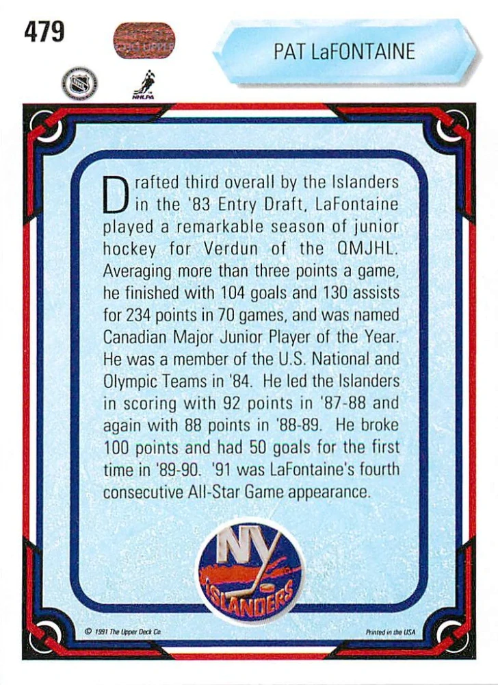 1990-91 UD Series - Pat LaFontaine #479