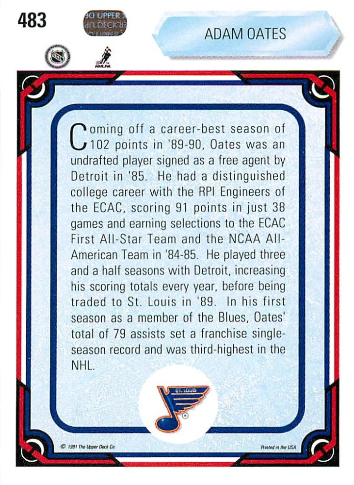 1990-91 UD Series - Adam Oates #483