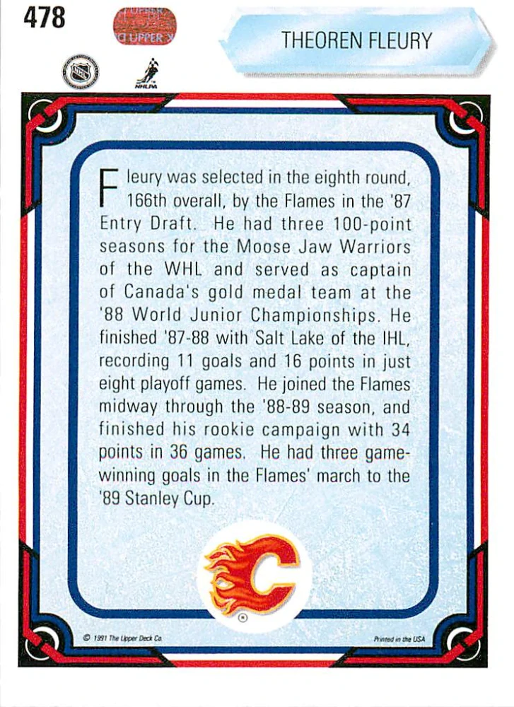 1990-91 UD Series - Theoren Fleury #478