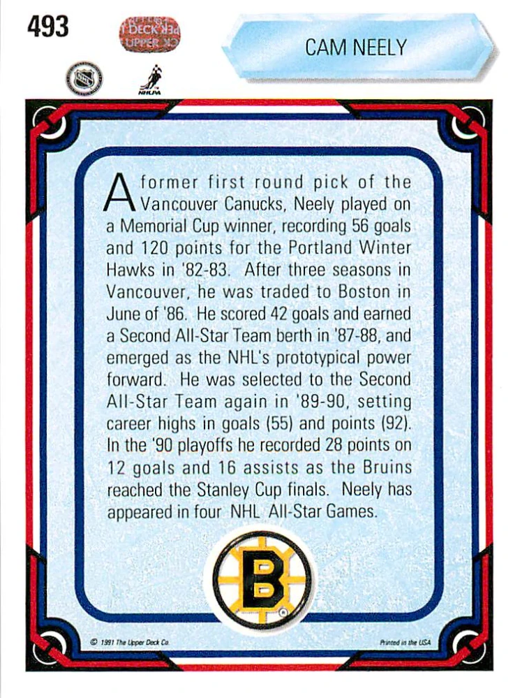 1990-91 UD Series - Cam Neely #493