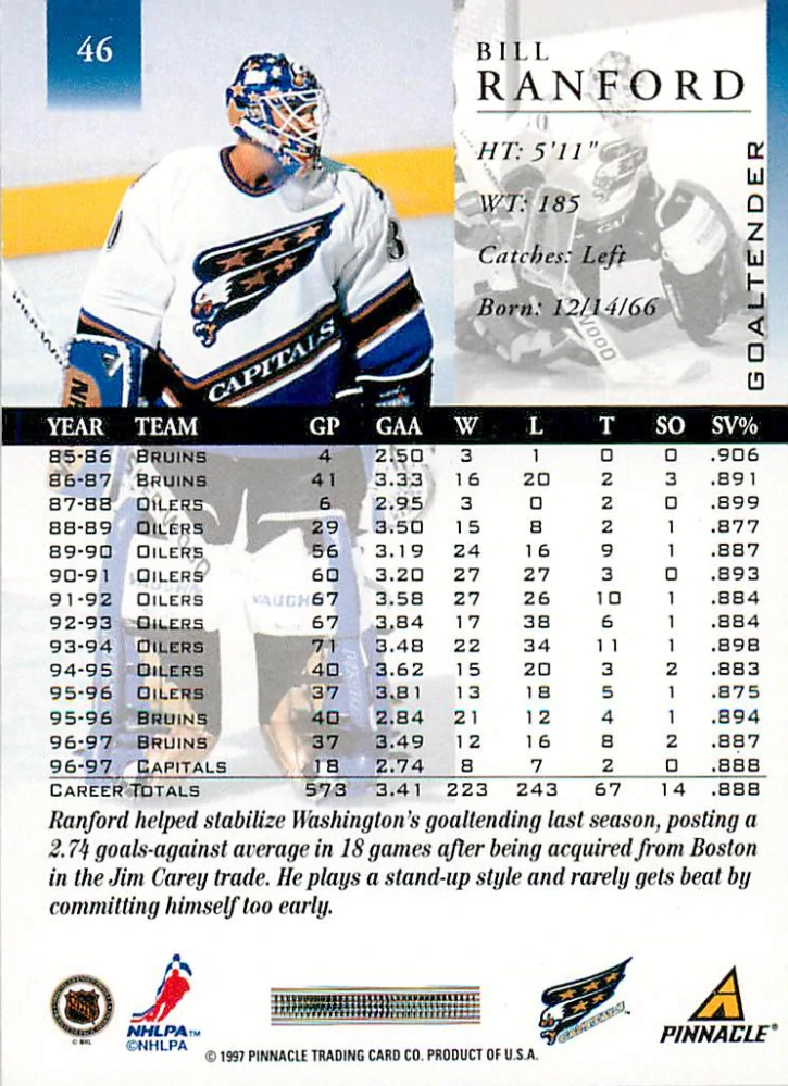 1997-98 Pinnacle - Bill Ranford #46