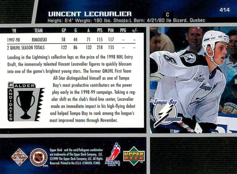 1998-99 UD series 2 - Vincent Lecavalier #414