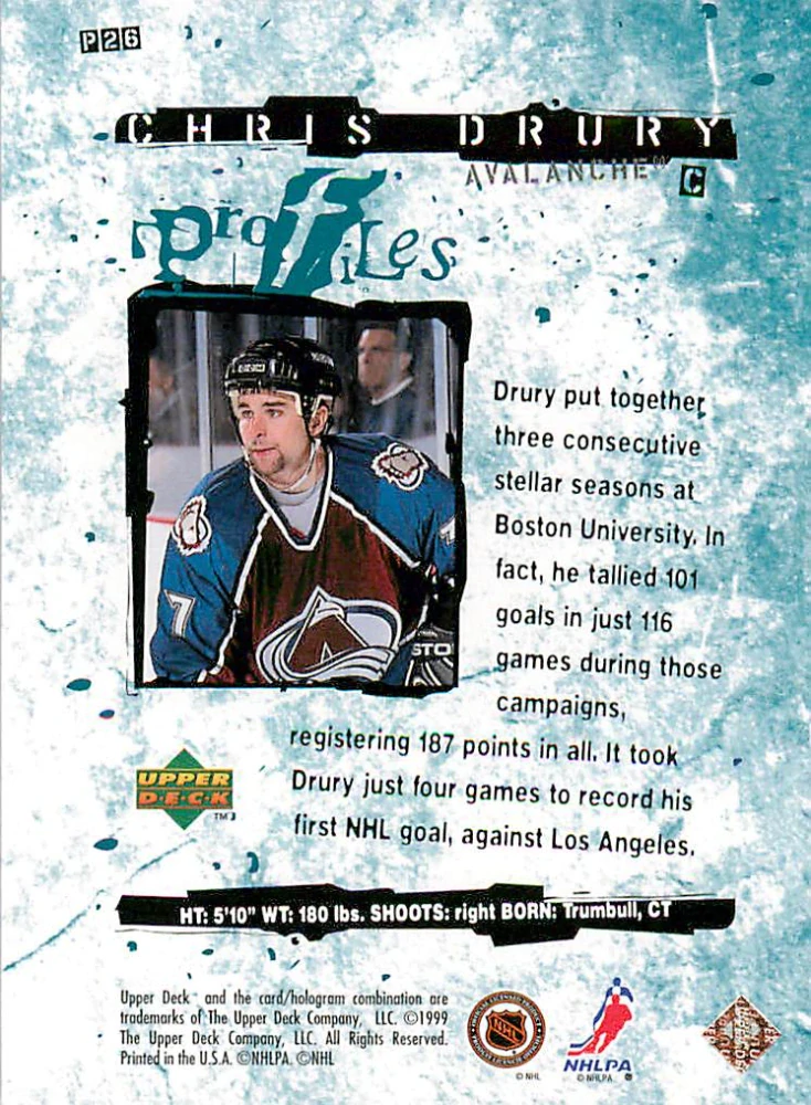 1998-99 UD series 2 - Chris Drury - Profiles #P26