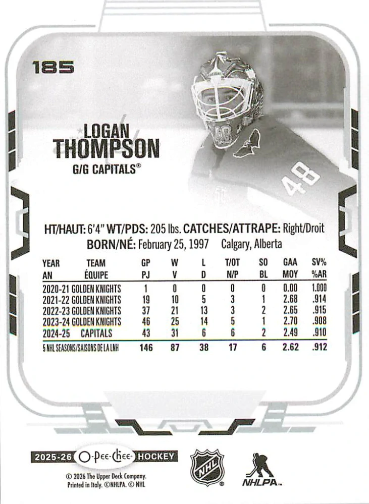 2025-26 UD O-Pee-Chee - Logan Thompson #185