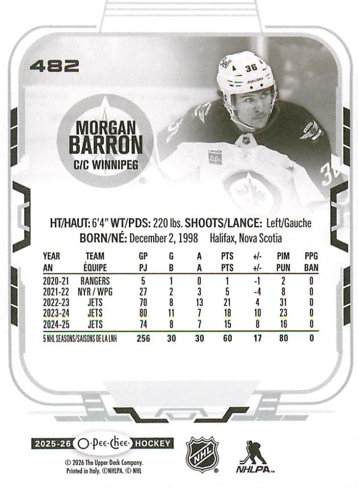 2025-26 UD O-Pee-Chee - Morgan Barron #482
